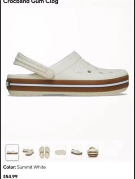 Beige Crocs Crocband Gum Clog Slippers Shoes - Picture 4 of 7